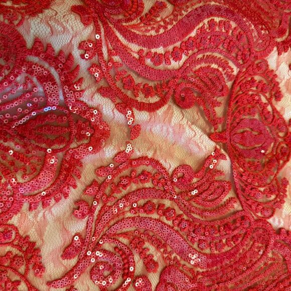 Free People Night Shimmers Red Lace & Sequins Mini Dress Sz 2 Y2K, Party - Picture 9 of 16